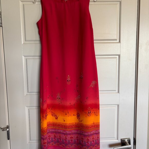 Colors of Sunset Sleeveless Lined Sheath Dress with Rhinestones Size 6 by Chorus - Picture 9 of 11